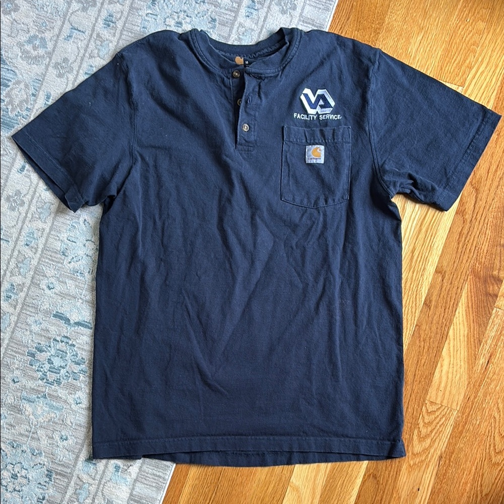 Navy Blue Carhartt T-Shirt short sleeve Henley
